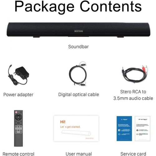  [아마존베스트]BYL 80Watt 34Inch Sound bar, Bestisan Soundbar Bluetooth 5.0 Wireless and Wired Home Theater Speaker (DSP, Bass Adjustable, Optical Cable Included, Worry-Free 90-Day Trial, 2019 Upgrad