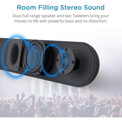  [아마존베스트]MEGACRA Soundbar, BESTISAN 80 Watts TV Sound Bar Home Theater Speaker with Dual Connection Way, Bluetooth 5.0, Movie/Music/Dialogue Audio Mode, Enhanced Bass Technology, Bass Adjustable, W