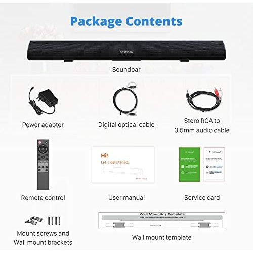  [아마존베스트]MEGACRA 80 Watt Sound Bar, BESTISAN Sound Bars for TV of Home Theater System (Bluetooth 5.0, 34 inch, DSP, Strong Bass, Wireless Wired Connections, Bass Adjustable, Wall Mountable)