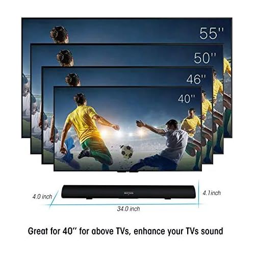  [아마존베스트]MEGACRA 80 Watt Sound Bar, BESTISAN Sound Bars for TV of Home Theater System (Bluetooth 5.0, 34 inch, DSP, Strong Bass, Wireless Wired Connections, Bass Adjustable, Wall Mountable)