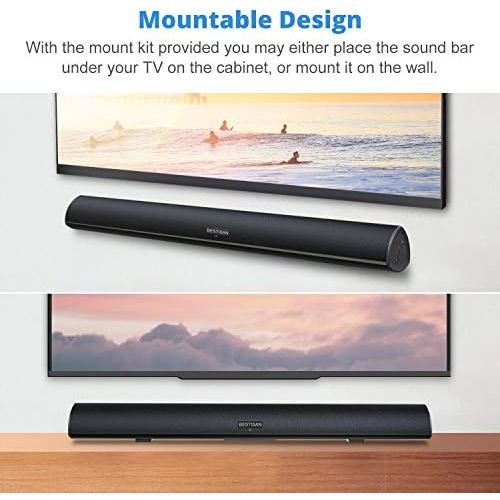 [아마존베스트]MEGACRA 80 Watt Sound Bar, BESTISAN Sound Bars for TV of Home Theater System (Bluetooth 5.0, 34 inch, DSP, Strong Bass, Wireless Wired Connections, Bass Adjustable, Wall Mountable)