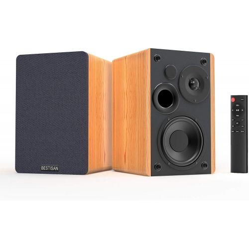  [아마존베스트]Bookshelf Speakers BESTISAN Bluetooth 5.0, 3 Equalizer Modes, 50W Home Theater Bookshelf Speakers, Remote Control, Wooden Enclosure, 2.0 Stereo, RCA/Aux/Optical Connection