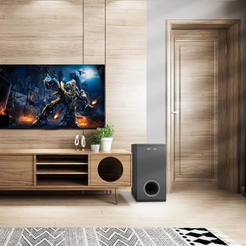  Powered Subwoofer, Bestisan 6.5 Active Home Audio Subwoofer in Compact Design,LFE & Stereo Line Inputs & Audio Output, Built-in Amplifier for Home Theater/Receiver/TV/Speakers, Bla
