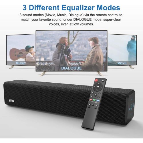  Soundbar, BESTISAN Sound Bar with Bluetooth 5.0 and Wired Connections Home Audio Sound Bars for TV (50 Watt, 3 Audio Mode, Touch Control, Sub-Out Port, Bass Adjustable, Mountable,