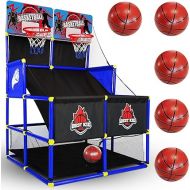 BESTKID BALL Double Shot Basketball Hoop Arcade Game - Indoor & Outdoor for Kids 3-9 Year Old - Birthday Party Gift for Boys, Girls, Toddlers - Fun Sports Train in Home, Room & Backyard Blue