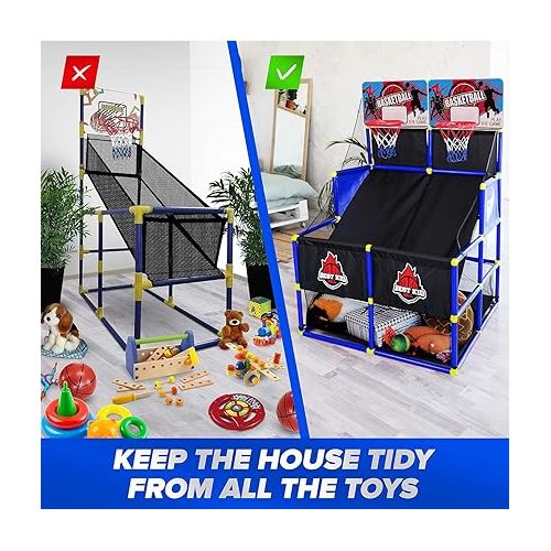  BESTKID BALL Double Shot Basketball Hoop Arcade Game - Indoor & Outdoor for Kids 3-9 Year Old - Birthday Party Gift for Boys, Girls, Toddlers - Fun Sports Train in Home, Room & Backyard Blue