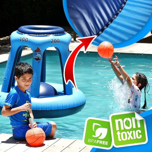  BESTKID BALL Pool Basketball Hoop ? Swimming Pool Basketball Hoop Set Durable PVC Material ? Includes Ball, Pump and 2 Needles ? Non-Leaky Valves and Easy Installation