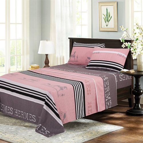  BESTLINESTOYOU Bed Sheet Set 4-Piece，Brushed Microfiber 1500 Bedding.Extra Deep Pocket（18In）, Fitted Sheet, Flat Sheet & 2 Pillowcase ( Pink/ Twin)