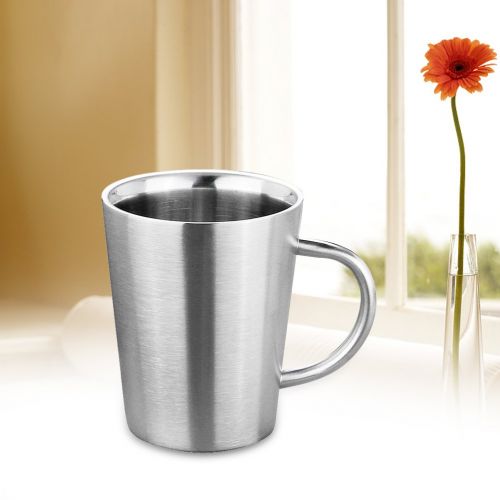  BESTOMZ 304 Edelstahl Kaffeetassen Doppelwandige Isolierte Kaffeetassen Grosse Kapazitat Tee Tassen (Silber)