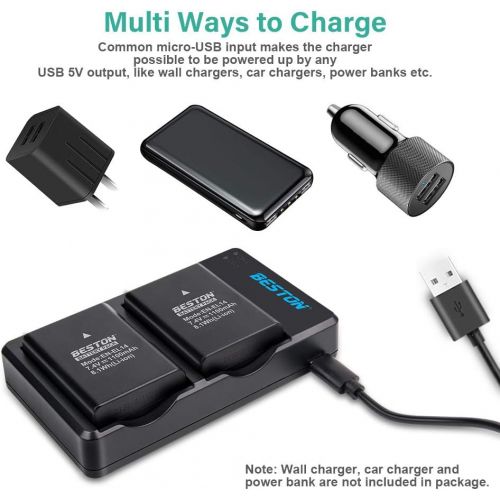  BESTON EN-EL14 EN-EL14a Battery Charger, Rapid USB Charger Compatible with Nikon D3100 D3200 D3300 D3400 D3500 D5100 D5200 D5300 D5500 D5600 DF, Coolpix P7000 P7100 P7700 P7800 DSL