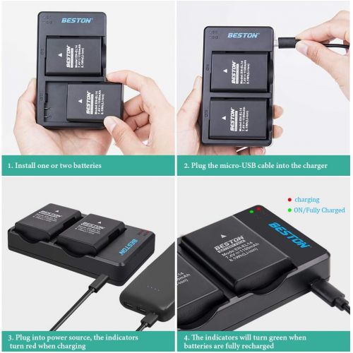  BESTON EN-EL14 EN-EL14a Battery Charger, Rapid USB Charger Compatible with Nikon D3100 D3200 D3300 D3400 D3500 D5100 D5200 D5300 D5500 D5600 DF, Coolpix P7000 P7100 P7700 P7800 DSL