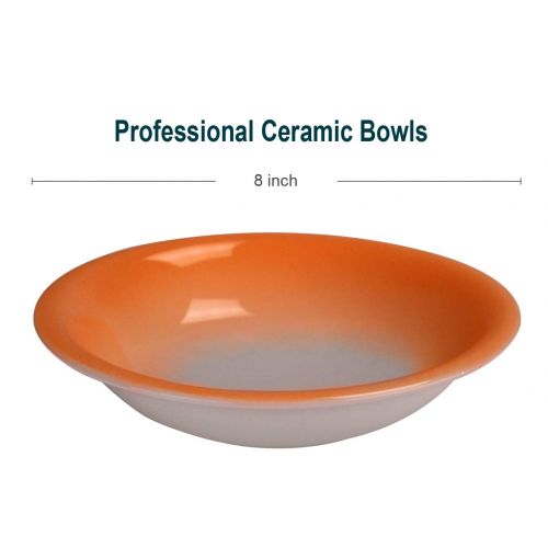  BESTONE Bestone Ceramic Salad/Pasta Bowls Set of 8,Orange,20 Ounce