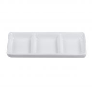 BESTONZON White Ceramic 3 Compartment Appetizer Serving Tray Rectangular Divided Sauce Dishes