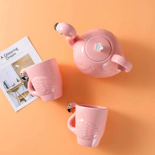  BESTONZON Ceramics Flamingo teapot