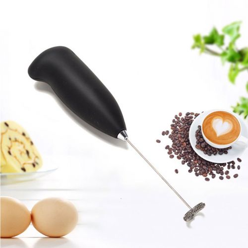  BESTONZON Elektrische Milchaufschaeumer Edelstahl Touch Handheld Espressomischer Batteriebetriebene Duese und Kaffee Ruehrer fuer Schokolade Latte Kaffee Milch Schaeumer (schwarz)