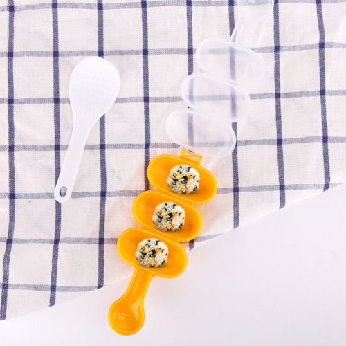  BESTONZON Kunststoff Reis Ball Formen Sushi Baelle Maker Form und Reis Loeffel Kueche Kochutensilien Set (Orange)