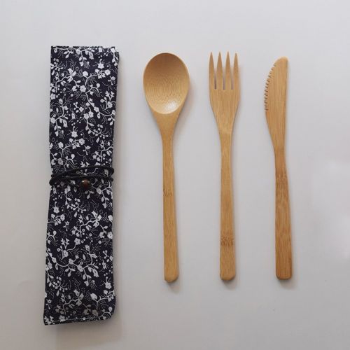  BESTONZON Besto Nzon 4Pieces Cutlery Set Travel Vintage Style Bamboo Fork Spoon Knife for Kitchen Home