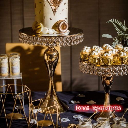  BESTONZON Gold Mermaid Antique Metal Cake Stand Round Cupcake Stands Wedding Birthday Party Dessert Cupcake Pedestal Display Plate