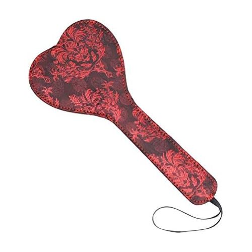  BESTOYARD Leder Paddel fuer Spanking Flirten Paddel Vintage Blumenmuster Spielzeug fuer Paare (Herz geformt)