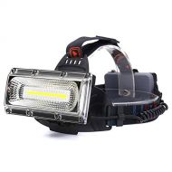 BESTSUN Brightest Outdoor Waterproof LED Headlamps, 2000lm High Power Cob Rechargeable Headlamp, 3 Lighting Modes and Red/Blue Strobe, Wide-angle Illumination with 3 X 18650 Batter