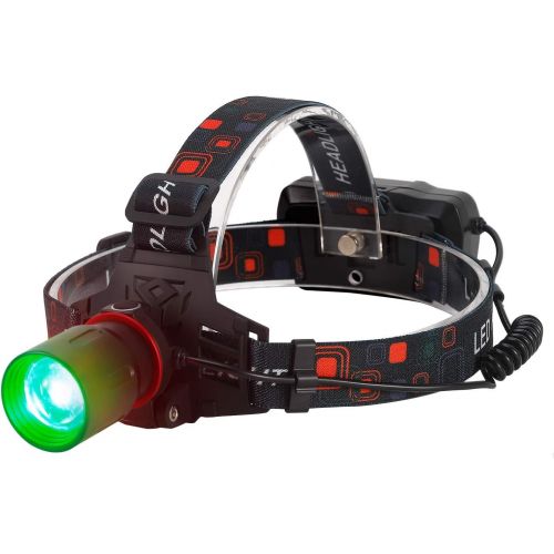  BESTSUN Green Hunting Headlamp Zoomable Brightest Green CREE XML-T6 LED Night Hunting Light Waterproof Rechargeable Headlight for Coyote Hog Varmint Predator with Rechargeable Batt