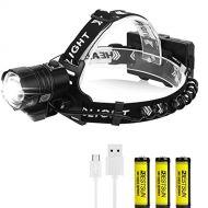 BESTSUN 25000 Lumens Powerful XHP90 LED Headlamp, USB Rechargeable XHP90 LED Headlight with 3 Modes, Adjustable Waterproof Head Torch for Hiking, Camping, Working