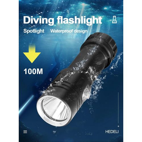  BESTSUN Diving Flashlight, Scuba Dive Light 2000 Lumen Super Bright XML-L2 Swimming Light IPX8 Waterproof Underwater 100M Submersible Lights with Photography Stand Hole for Underwa