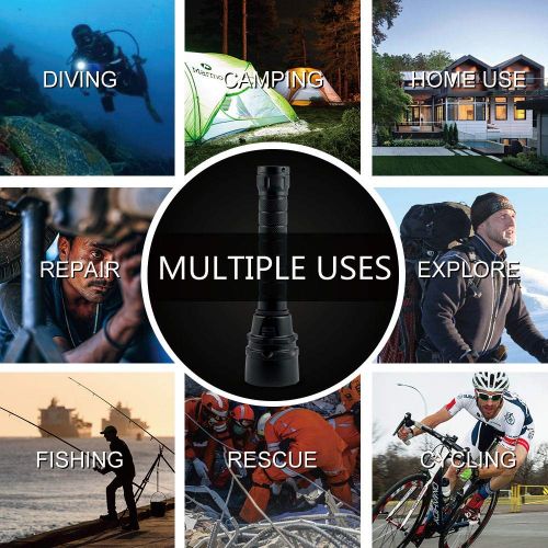  BESTSUN Diving Flashlight, 8000 Lumen CREE 5 x XML-L2 LED Scuba Diving Flashlights Rechargeable 100M Underwater Waterproof Submarine Dive Light Torch