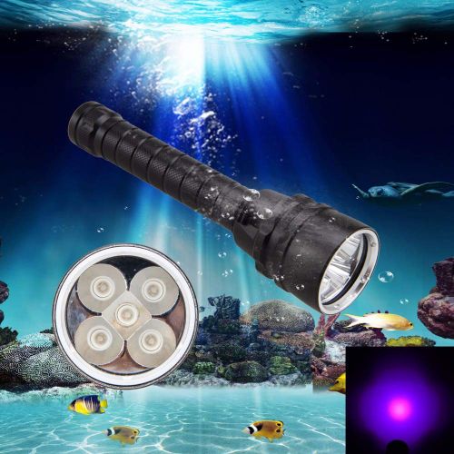  BESTSUN UV Dive Light, Ultra Violet Underwater Light 100m Scuba Diving Flashlight 395-400nm 5 x LED Waterproof Black Light Torch (Battery and Charger Included)