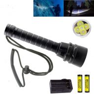 BESTSUN Brightest Diving Flashlight, 5X CREE XM-L2 10000 Lumens Underwater Flashlight Super Bright 100M Scuba Safety Dive Light Torch for Divers Under Water Sports
