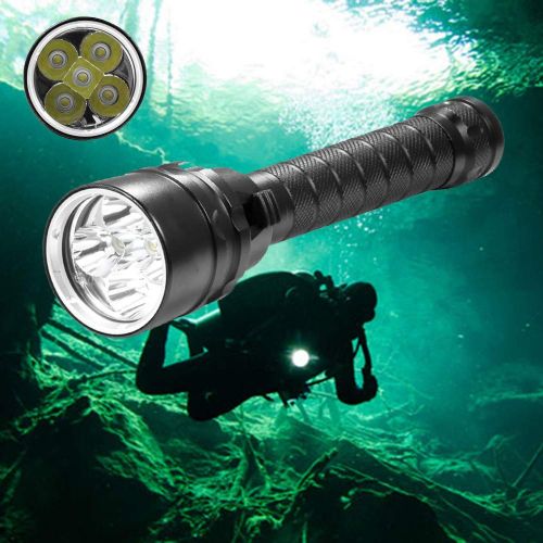  BESTSUN Brightest Diving Flashlight, 5X CREE XM-L2 10000 Lumens Underwater Flashlight Super Bright 100M Scuba Safety Dive Light Torch for Divers Under Water Sports