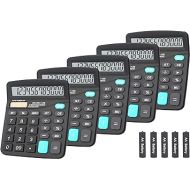 Calculators, BESTWYA 12-Digit Dual Power Handheld Desktop Calculator with Large LCD Display Big Sensitive Button (Black, Pack of 5)