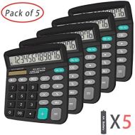 [아마존베스트]Calculators, BESTWYA 12-Digit Dual Power Handheld Desktop Calculator with Large LCD Display Big Sensitive Button (Black, Pack of 5)