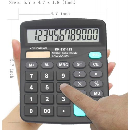  [아마존베스트]Calculator, BESTWYA Dual Power Handheld Desk Calculator with 12 Digit Large LCD Display Big Sensitive Button (1 Black & 1 Silver)