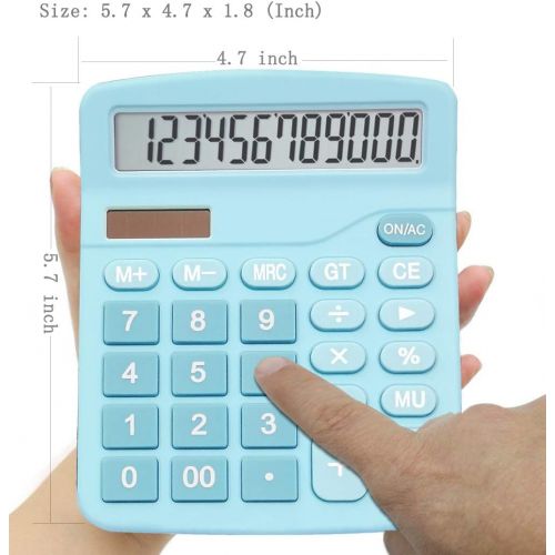  Calculator, BESTWYA Dual Power Handheld Desk Calculator with 12 Digit Large LCD Display Big Sensitive Button (Blue, Pack of 2)