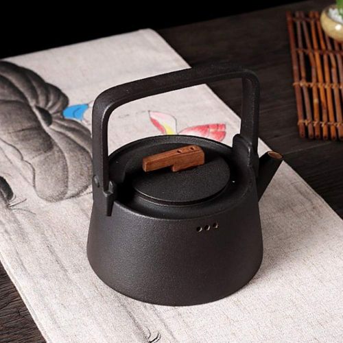  BESTonZON 1PCS Ceramic Teapot Kung Fu Tea Large Pot Ceramics Tea Pot Handle Heat Resistant Ceramics Teapot Water Jar(Black)