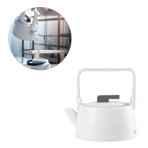  BESTonZON 1PCS Ceramic Teapot Kung Fu Tea Large Pot Ceramics Tea Pot Handle Heat Resistant Ceramics Teapot Water Jar(White)