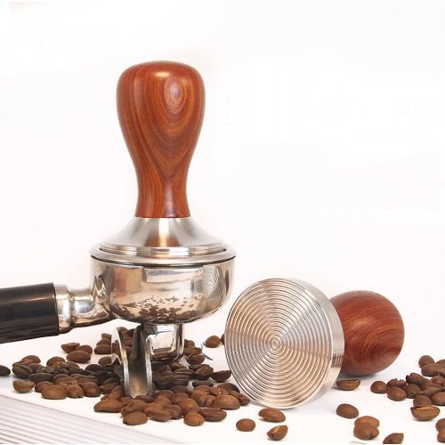  BESTONZON 1 Stueck Red Sandelholz und Edelstahl Italienisch Kaffee Tamper 58mm Gewinde Basis Espresso Tamper Kaffeebohne Druecken