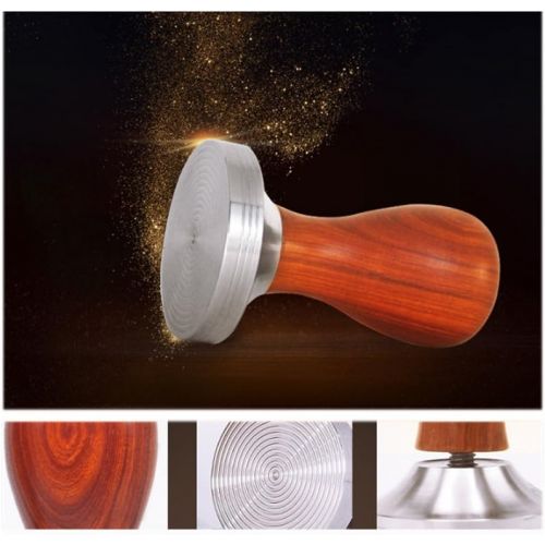  BESTONZON 1 Stueck Red Sandelholz und Edelstahl Italienisch Kaffee Tamper 58mm Gewinde Basis Espresso Tamper Kaffeebohne Druecken