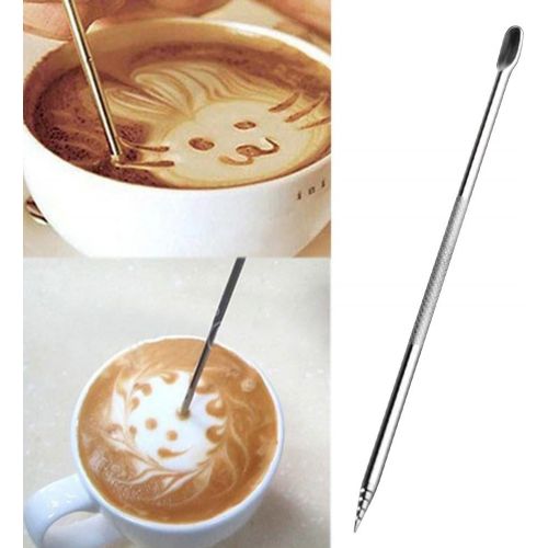  BESTONZON 5 STUECKE Edelstahl Kaffee Kunst Stift Barista Werkzeug fuer Cappuccino Latte Espresso Dekorieren