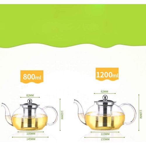  bestonzon 1200ml Glas-Teekanne Hitzebestandig transparent Tee Filter Teekanne mit Edelstahl-Ei