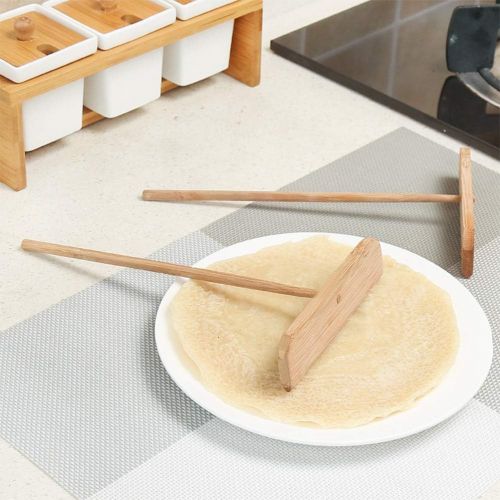  BESTONZON Hoelzerner Krepp-Spreizer-Bambus-Teig-Pfannkuchen-Schaber-T-Form Pfannkuchen-Spreizer (23X13X3.5CM)