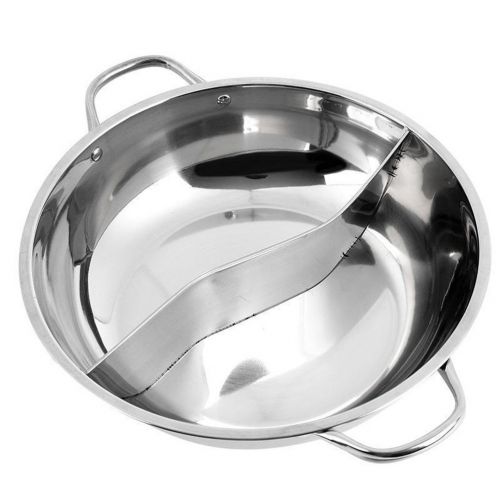  BESTonZON bestonzon Edelstahl Dual Hot Pot Zwei Geschmack Trennung Induktion Shabu Suppe Kochtoepfe mit Glasdeckel