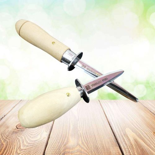  BESTonZON bestonzon Edelstahl, Oyster Opener Meeresfruechte Werkzeuge mit Holz Griff (14,5cm)