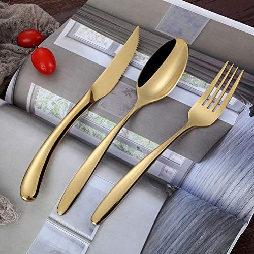  BESTONZON Stainless Steel Steak Knife Creative Mirror Polishing Western Serving Knife Premium Cutlery (Golden)