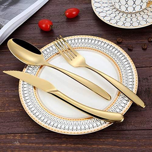  BESTONZON Stainless Steel Steak Knife Creative Mirror Polishing Western Serving Knife Premium Cutlery (Golden)