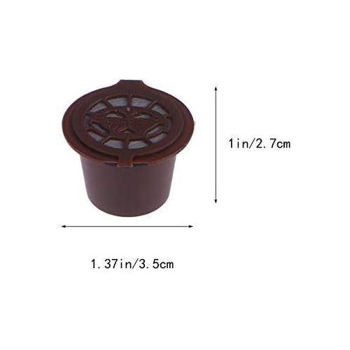  BESTONZON 5Pcs wiederverwendbare Kapseln Filter/Kapseln Pods/K Cups mit Loeffel und Pinsel, geeignet fuer Kaffee Kapsel Maschine (braun)