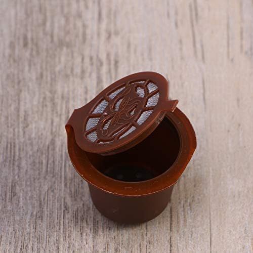  BESTONZON 5Pcs wiederverwendbare Kapseln Filter/Kapseln Pods/K Cups mit Loeffel und Pinsel, geeignet fuer Kaffee Kapsel Maschine (braun)