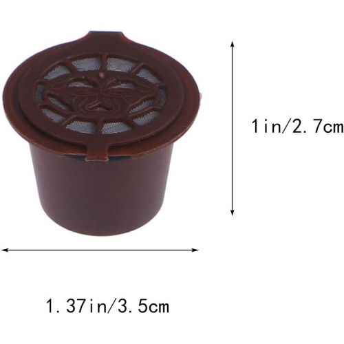  BESTONZON 5Pcs wiederverwendbare Kapseln Filter/Kapseln Pods/K Cups mit Loeffel und Pinsel, geeignet fuer Kaffee Kapsel Maschine (braun)