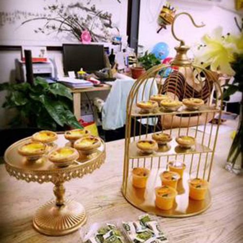  BESTonZON 20cm 3 Tier Cake Stand with Bird Cage Shape Dessert Display Stand Cake Snack Ice Cream Holder Table Decoration (Golden)